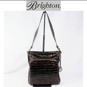 Brighton Factory Outlet Brown SONNY LIL CHER Moc Croc Shoulder Bag
